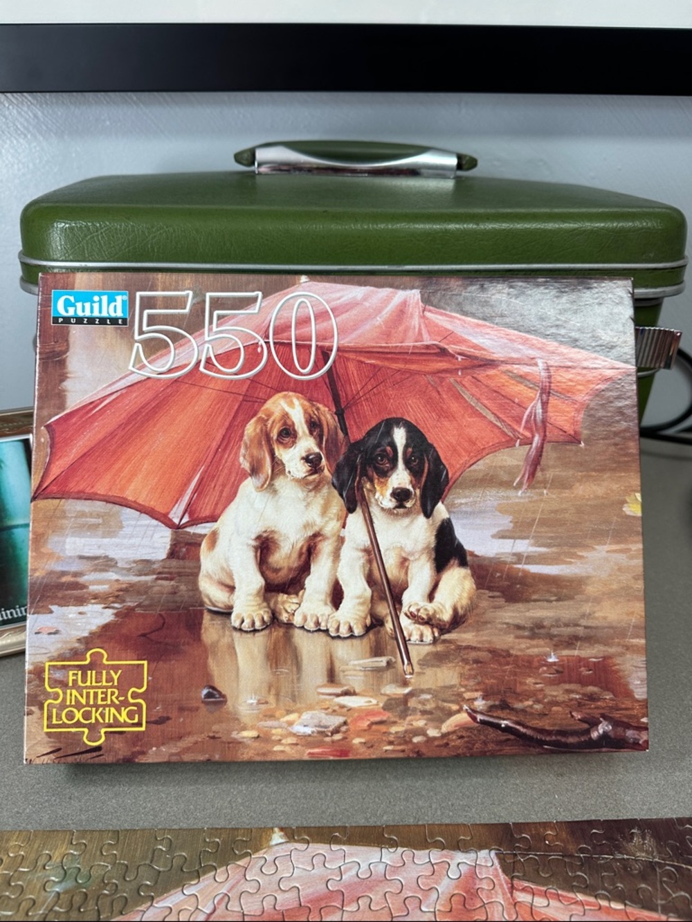 Guild 550-Piece Puppies with Umbrella Jigsaw Puzzle - Orange/Brown - Picture 2 of 10